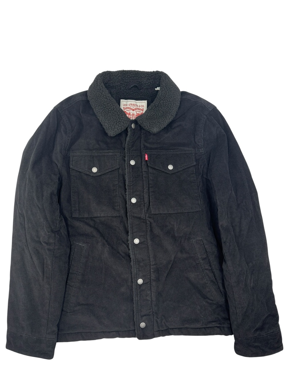 NWT Levi's Men's Black Corduroy Sherpa-Lined Trucker Jacket Size M - Picture 3 of 16
